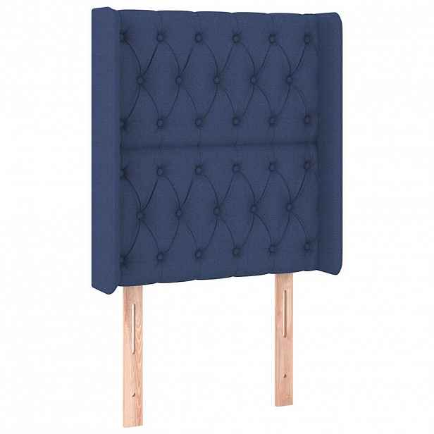 vidaXL Čelo postele typu ušák modré 83x16x118/128 cm textil
