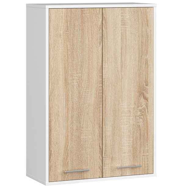 Ak furniture Závěsná koupelnová skříňka Fin W64 64 cm bílá/dub sonoma