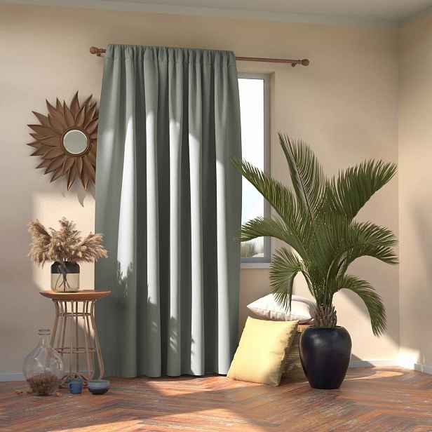 AmeliaHome Závěs Blackout Oxford Pleat stříbrná, 140 x 245 cm