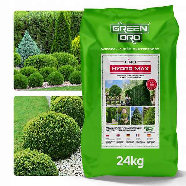 Hnojivo pro jehličnany Tui Cisów smrků borovice Hydro Max 24 kg 100 dní Green Oro