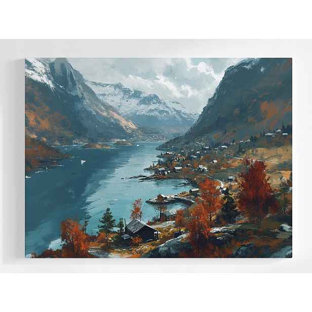 Plakát Krajina Skandinávie Norsko Fiord Hory Pohled 100x75