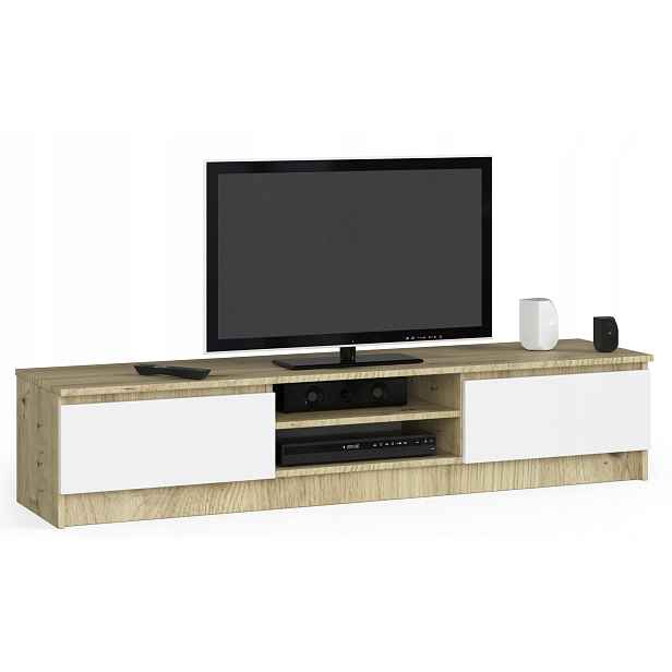 Skříňka Rtv stolek 2D1P 160 cm artisan-bílá komoda Akd
