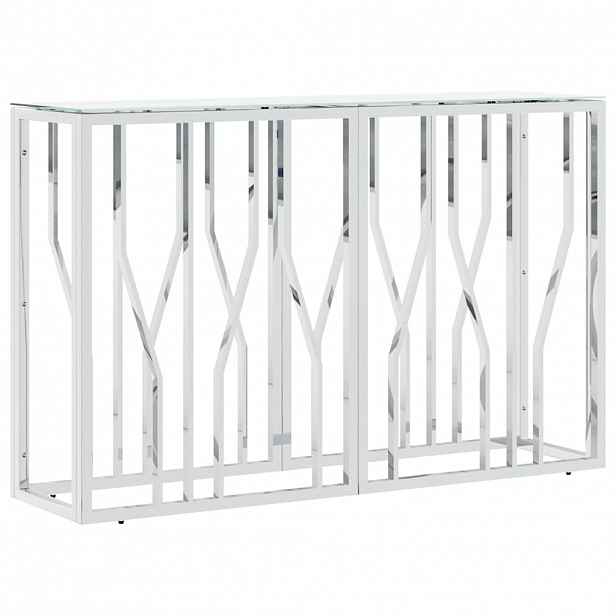 vidaXL Konzolový stůl stříbrný 110 x 30 x 70 cm nerezová ocel a sklo