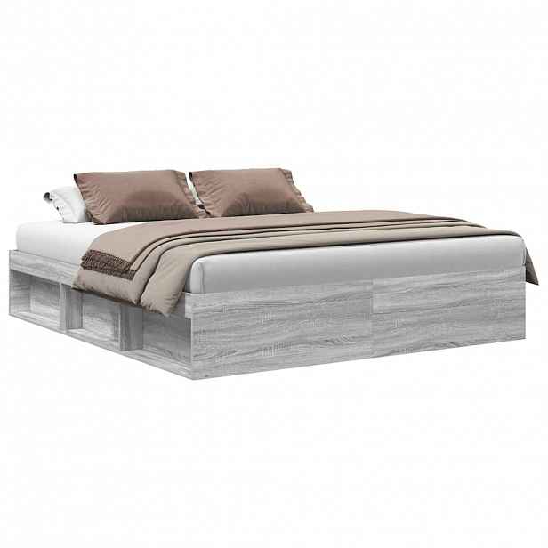 vidaXL Rám postele šedý sonoma 180 x 200 cm Super King Size