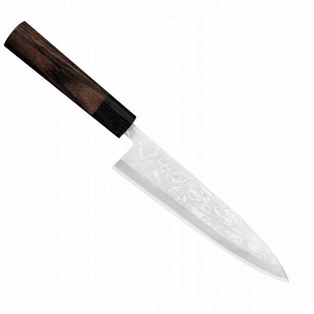 Hideo Kitaoka Shirogami Satin Damascus Japonský ostrý Nůž Miroshi Deba 21 cm