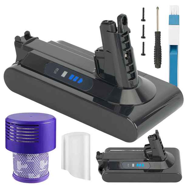 Akumulátor pro Dyson V10 3900 mAh 25.2 V Led Filtr Sada šroubováků Kartáč