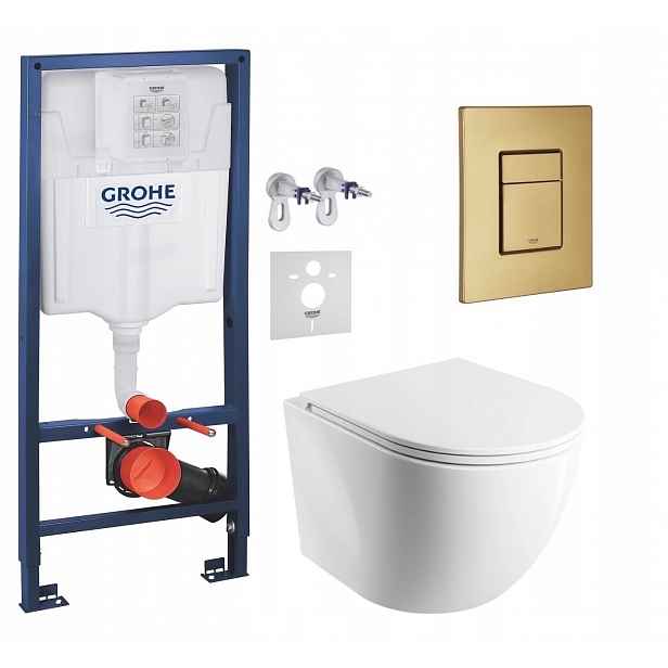 Podomítkový Wc set Grohe s mísou Cspmwbm tlačítko zlatý kartáčovaný Fresh