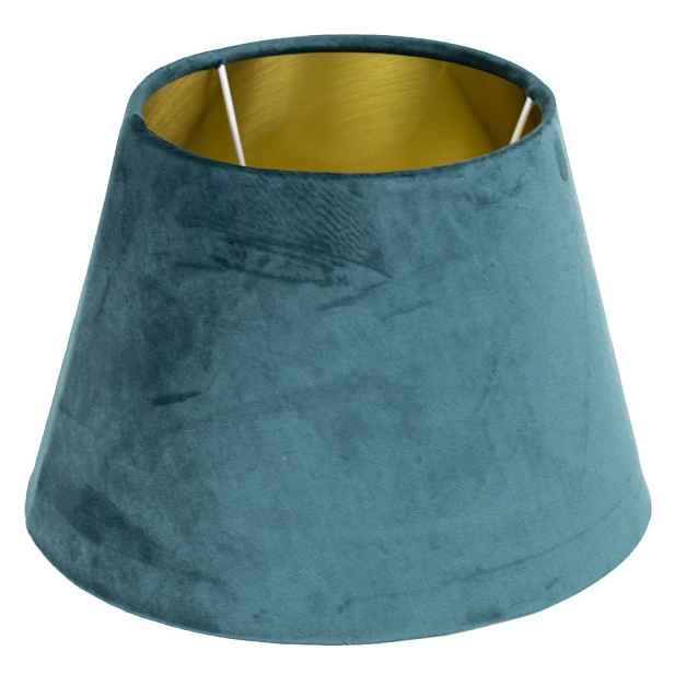Sametové petrolejové stínidlo se zlatým vnitřkem Petrol - Ø46*25cm/E27 Mars & More
