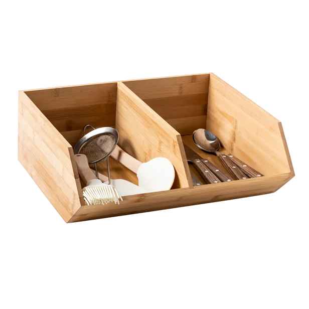 5Five® Bambusový organizér, úložný box 2-komorový, dvojitý, DOUBLE CAJA, 34x31x13