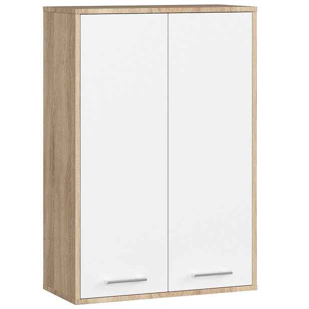Ak furniture Závěsná koupelnová skříňka Fin W64 64 cm bílá/dub sonoma II