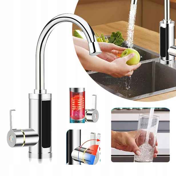 Baterie s okamžitým ohřívačem vody do kuchyně, elektrický kohoutek