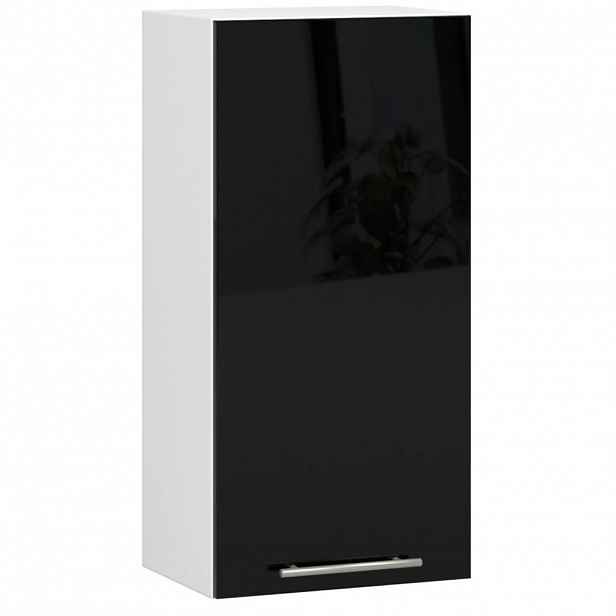 Horní kuchyňská skříňka 40 cm VERMINA - bílá / černá lesklá