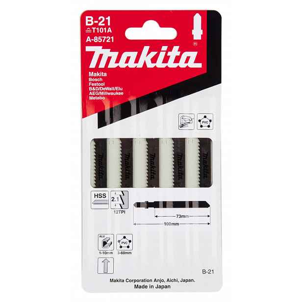 Makita - Sada pilových plátků 12 TPI, délka 100 mm, 5 ks A-85721
