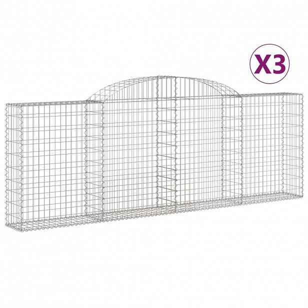 vidaXL Klenuté gabionové koše 3 ks 300x30x100/120cm pozinkované železo