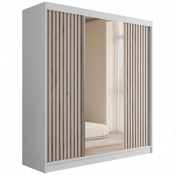 ALTDECOR ŠATNÍ SKŘÍŇ s zrcadlem V2-ZENTI 215x200 cm bílá