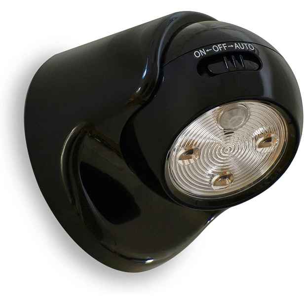 Auraglow Bezdrátová Led lampa na baterie s pohybovým senzorem, černá