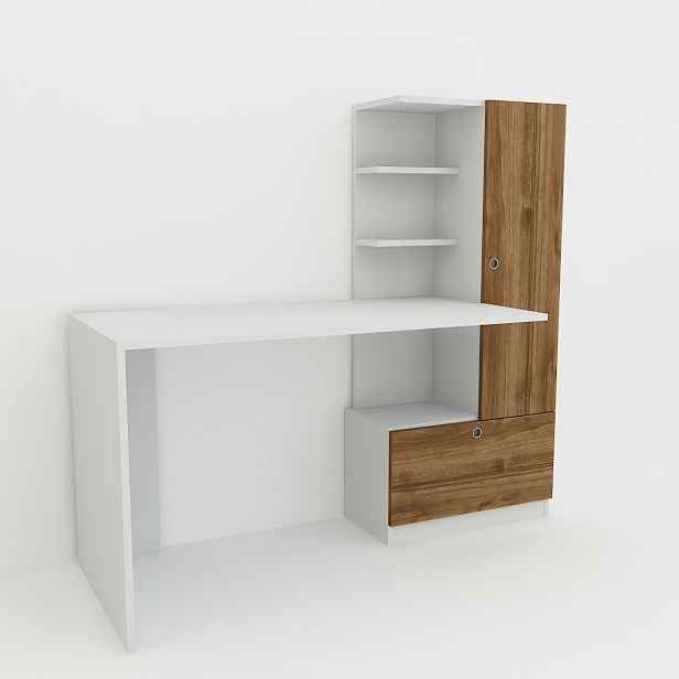 Pracovní stůl Merinos White and Walnut