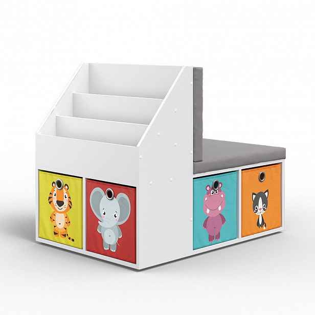 Vicco DĚTSKÁ POLIČKA Onix Bílá 97.1 x 78.4 cm se 6 barevnými skládacími boxy