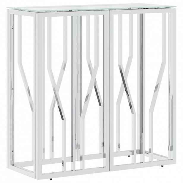 vidaXL Konzolový stolek 70 x 30 x 70 cm nerezová ocel a sklo