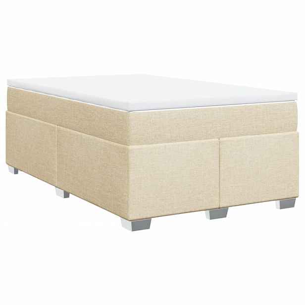 vidaXL Box spring postel s matrací krémová 120x200 cm textil