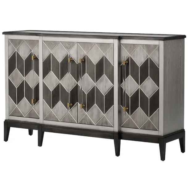 LivinHill Komoda Stilig ST504 152 cm z masivu šedá/zlatá