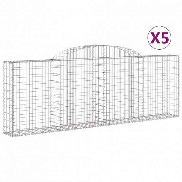 vidaXL Klenuté gabionové koše 5 ks 300x30x100/120cm pozinkované železo