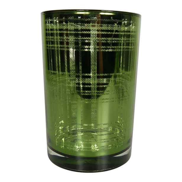 Zelený skleněný kostkovaný svícen L - 12*12*18cm Mars & More