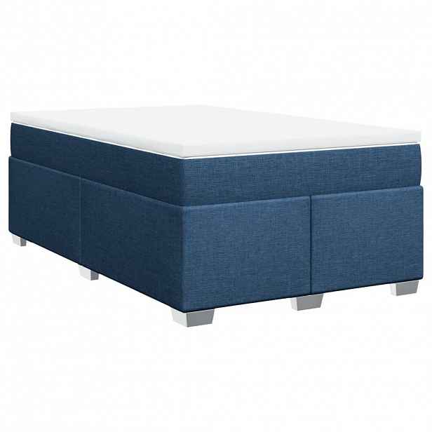 vidaXL Box spring postel s matrací modrá 120x200 cm textil