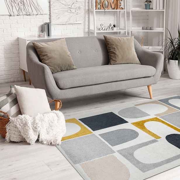 Kusový koberec Fusion 0213 white/yellow, 140x190, vícebarevná, kancelář, Dywany Łuszczów