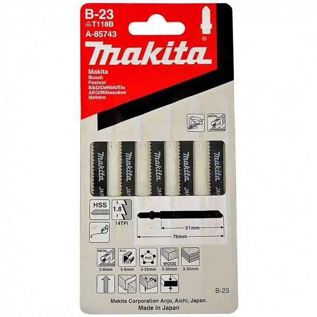 Makita - Sada pilových plátků 14 TPI, délka 76 mm, 5 ks A-85743