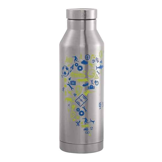 Nerezová láhev /Termoska/ na pití z nerezové oceli 0,56 l, modro žlutá
