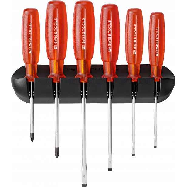 Šroubováky Pb Swiss Tools 6 ks ploché/PH v nástěnném držáku Multicraft