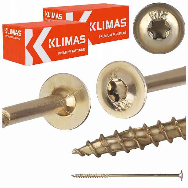 Tesařské vruty Torx 10x260 mm 50 ks talířové na dřevo Klimas Wkcp