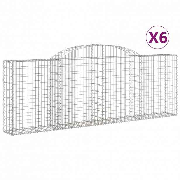 vidaXL Klenuté gabionové koše 6 ks 300x30x100/120cm pozinkované železo