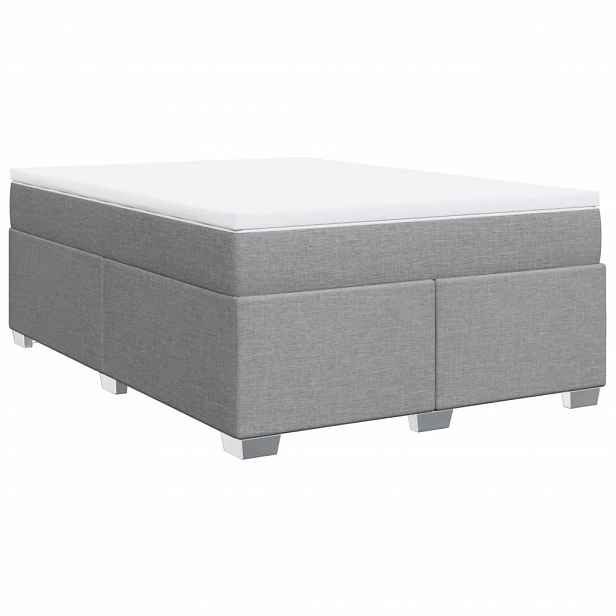 vidaXL Box spring postel s matrací světle šedá 140 x 190 cm textil