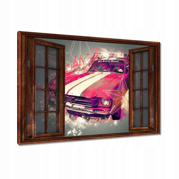 Obrazy 90x60 Růžový Ford Mustang