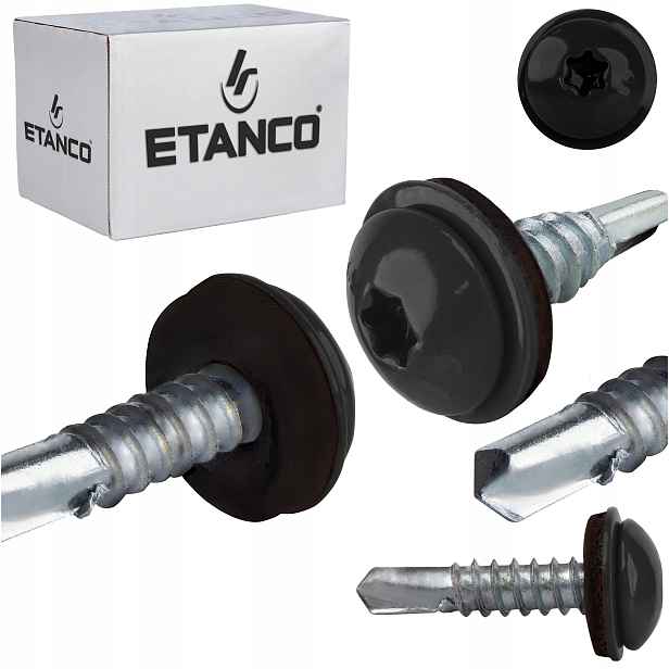 Šrouby do kovu Torx 5 mm 5,5x25 mm Ral 9005 250 ks Etanco GT5 Ph Z14