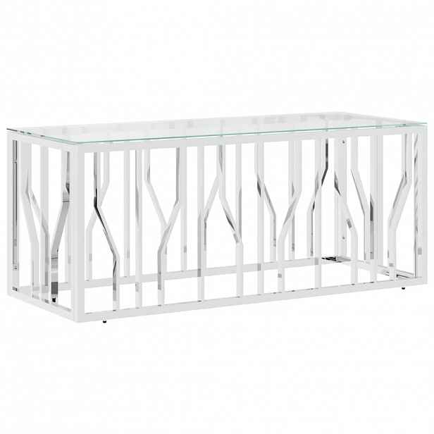 vidaXL Konferenční stolek 110 x 45 x 45 cm nerezová ocel a sklo