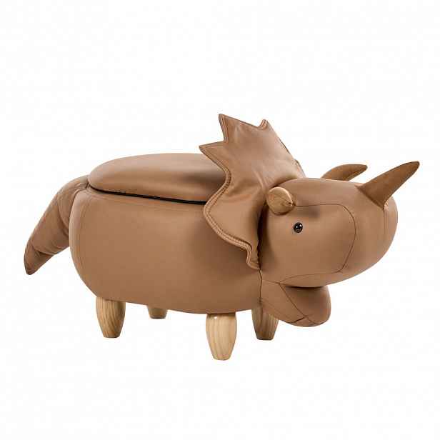 Beliani STOLIČKA VE TVARU ZVÍŘÁTKA Hnědá Triceratops