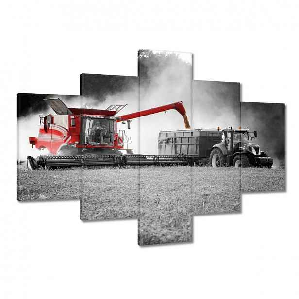 Obrazy 100x70 Červený traktor Žniva