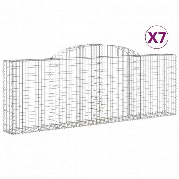 vidaXL Klenuté gabionové koše 7 ks 300x30x100/120cm pozinkované železo