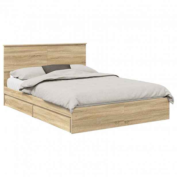 vidaXL Postel s úložným prostorem se zásuvkou Sonoma dub 140 x 200 cm