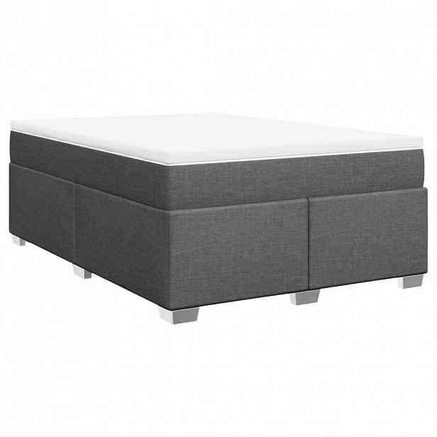 vidaXL Box spring postel s matrací tmavě šedý 140 x 190 cm textil