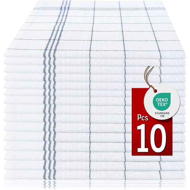 Bavlněné Utěrky 10 Ks Kuchyňské Modré Savé Na Mytí Nádobí 90 °C