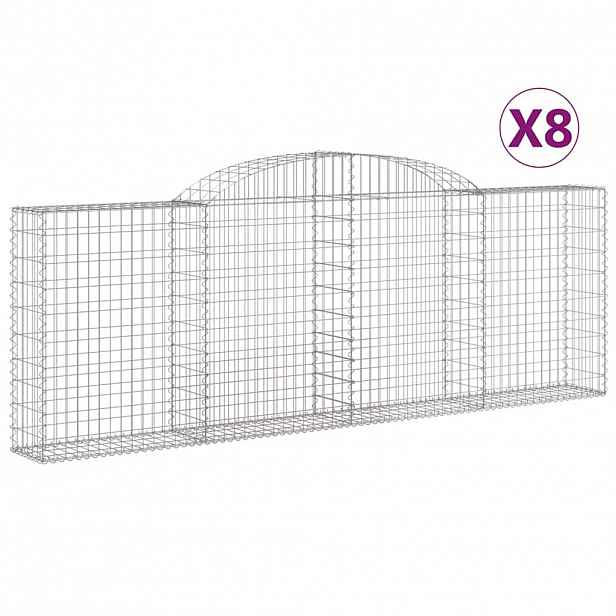 vidaXL Klenuté gabionové koše 8 ks 300x30x100/120cm pozinkované železo