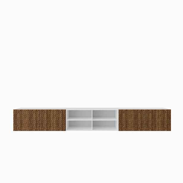 MASSENO ZÁVĚSNÝ TV STOLEK ROVA, 300/41/40 cm, bílý /, dekor dub