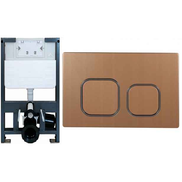 Podomítkový Wc rám AquaTech nízký 82 cm tlačítko Claro 5 zlaté podložka