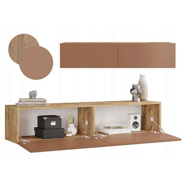 Rtv skříňka Future měděná závěsná komoda pod televizor Loft 140 cm