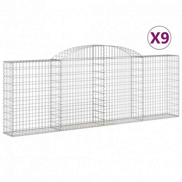 vidaXL Klenuté gabionové koše 9 ks 300x30x100/120cm pozinkované železo