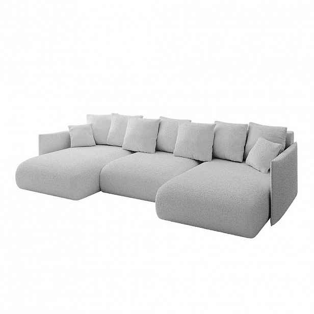 ALTDECOR SEDACÍ SOUPRAVA s funkcí lůžka a úložným prostorem pod postelí ONESK-U 317x177x72 světle šedá buklé